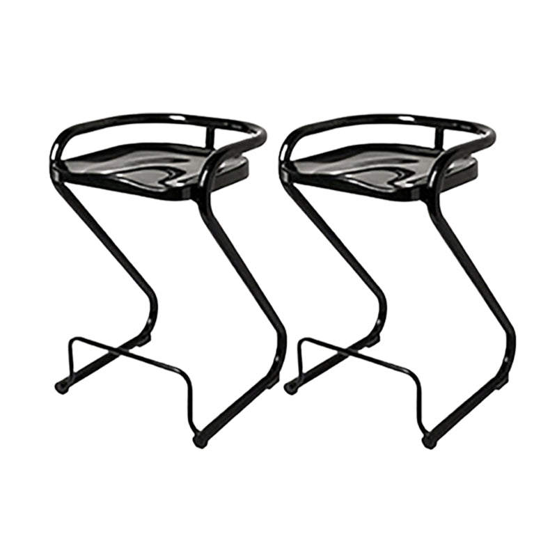 Modern Contoured Seat Low Back Armless Bar Stools with Metal Base