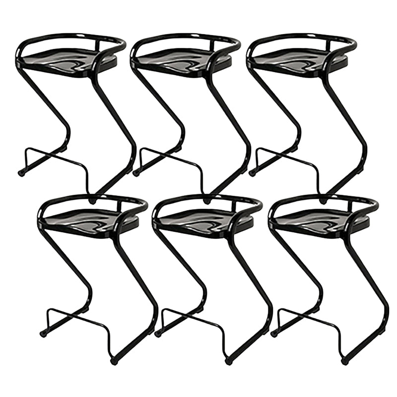 Modern Contoured Seat Low Back Armless Bar Stools with Metal Base