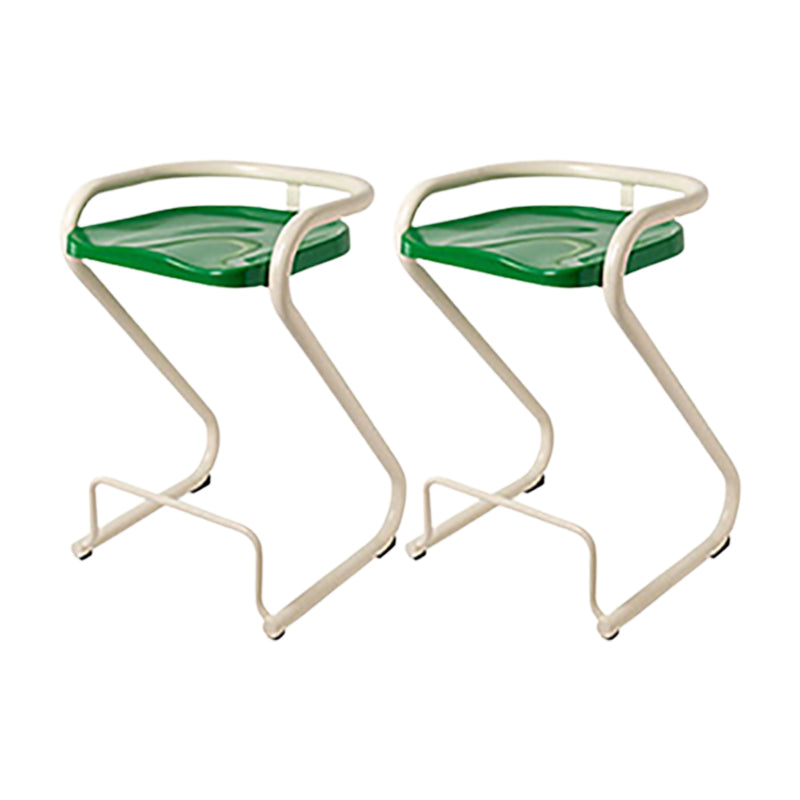 Modern Contoured Seat Low Back Armless Bar Stools with Metal Base