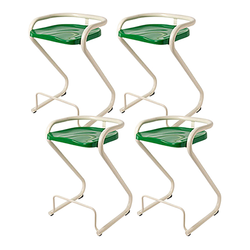 Modern Contoured Seat Low Back Armless Bar Stools with Metal Base