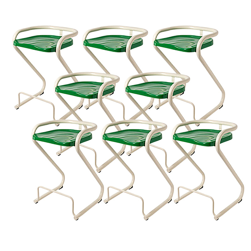 Modern Contoured Seat Low Back Armless Bar Stools with Metal Base