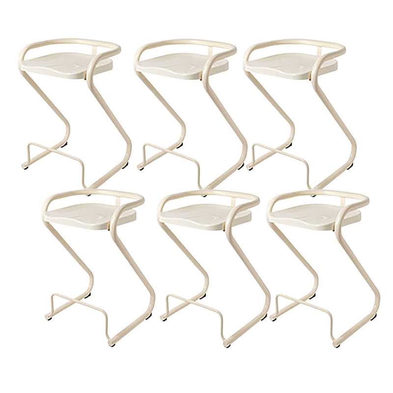 Modern Contoured Seat Low Back Armless Bar Stools with Metal Base