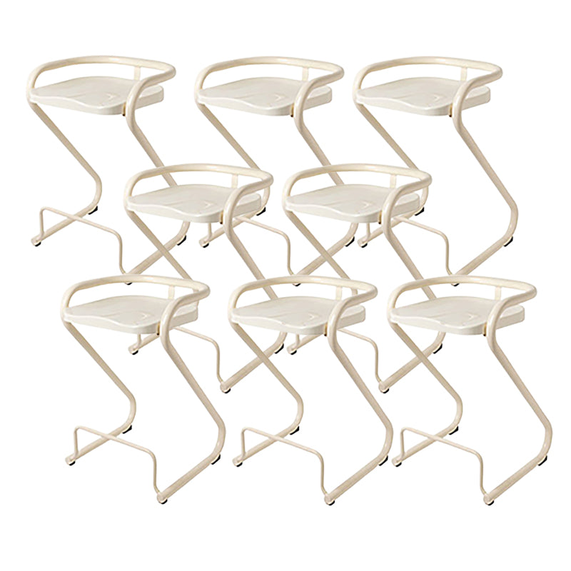 Modern Contoured Seat Low Back Armless Bar Stools with Metal Base