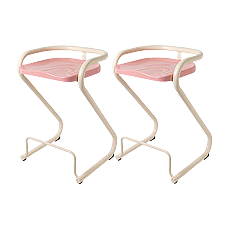 Modern Contoured Seat Low Back Armless Bar Stools with Metal Base