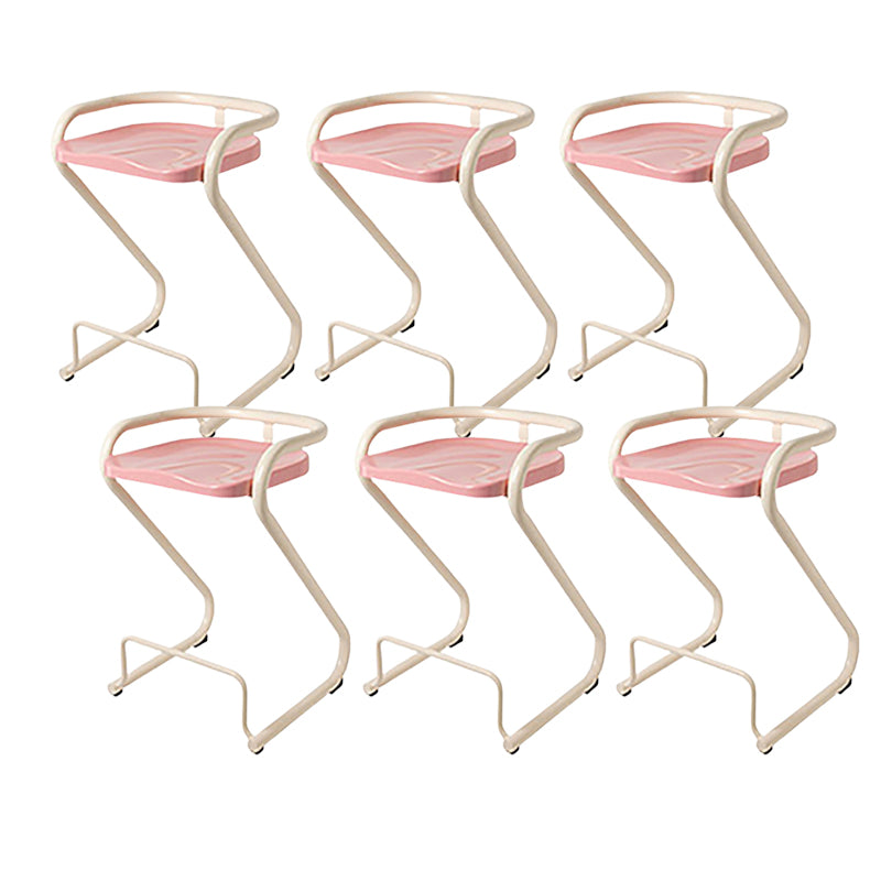 Modern Contoured Seat Low Back Armless Bar Stools with Metal Base