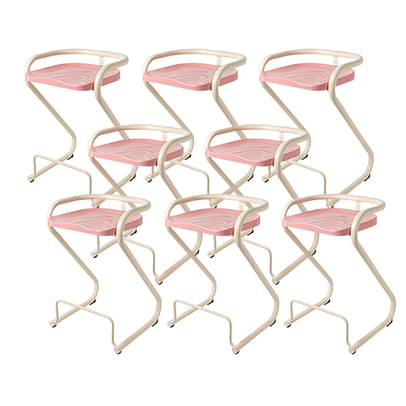Modern Contoured Seat Low Back Armless Bar Stools with Metal Base