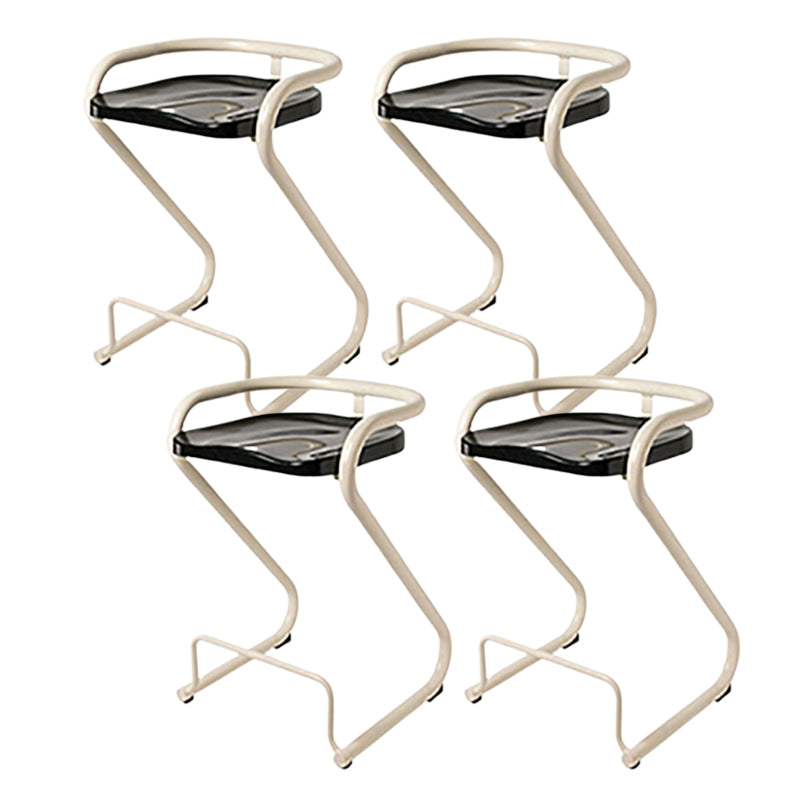 Modern Contoured Seat Low Back Armless Bar Stools with Metal Base