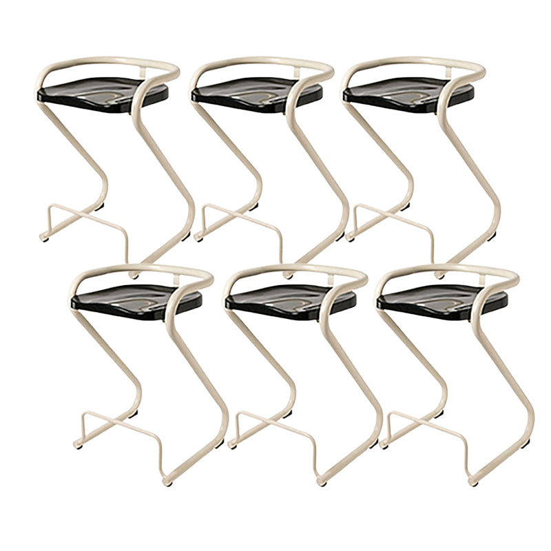 Modern Contoured Seat Low Back Armless Bar Stools with Metal Base
