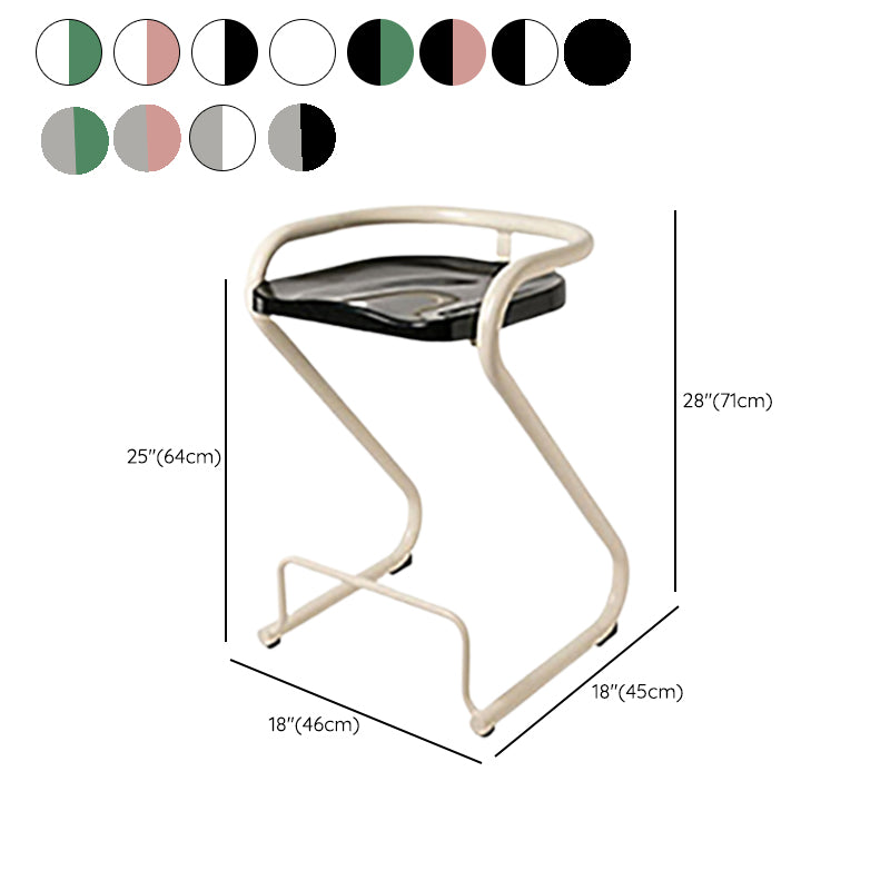 Modern Contoured Seat Low Back Armless Bar Stools with Metal Base