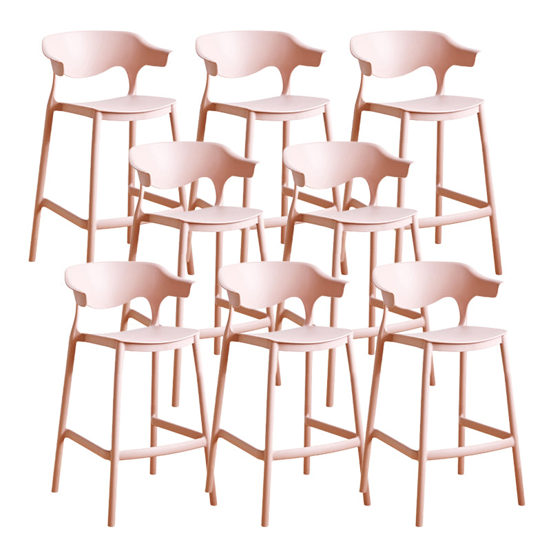 Contemporary Low Back Plastic Armless Bar Stools with Footrest