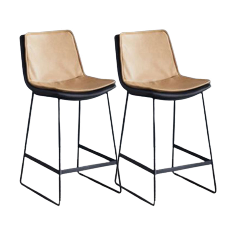 Modern Upholstered Low Back Armless Bar Stools with Metal Base