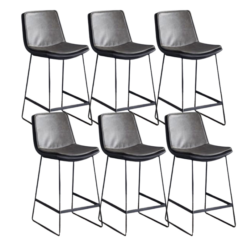 Modern Upholstered Low Back Armless Bar Stools with Metal Base