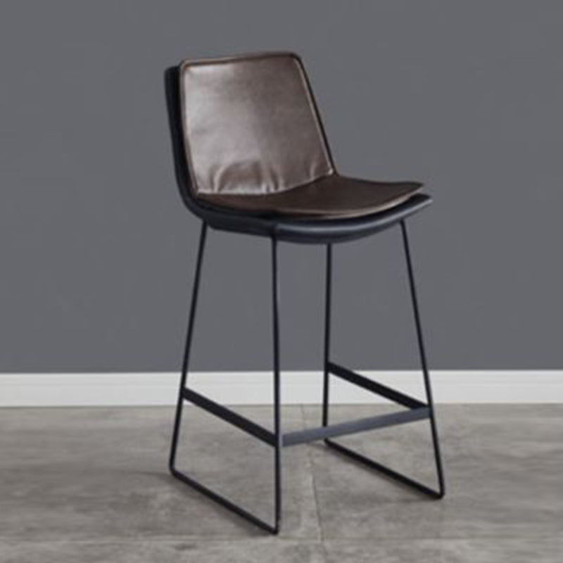 Modern Upholstered Low Back Armless Bar Stools with Metal Base