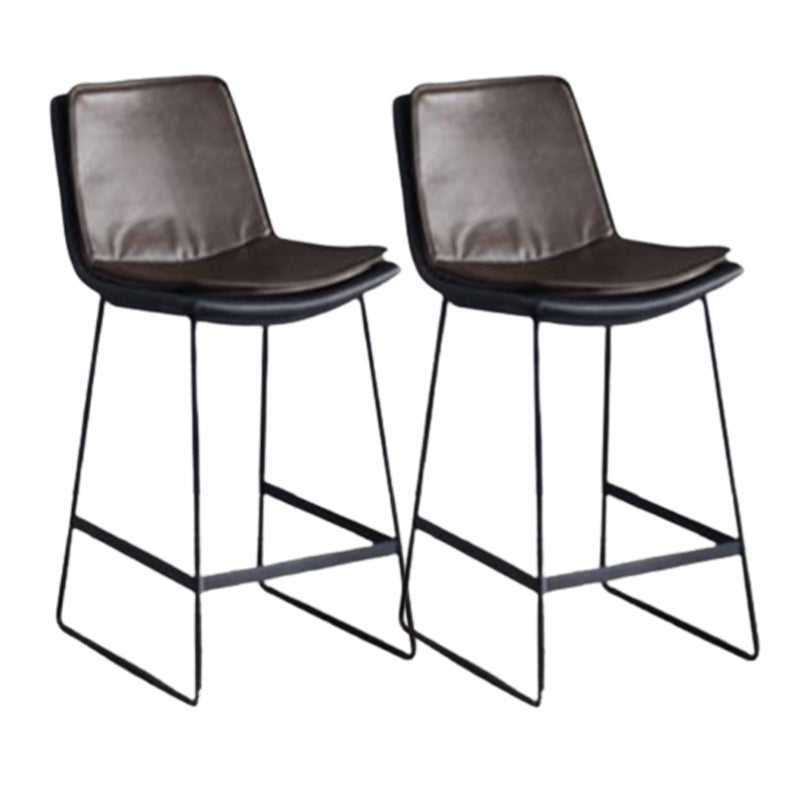 Modern Upholstered Low Back Armless Bar Stools with Metal Base