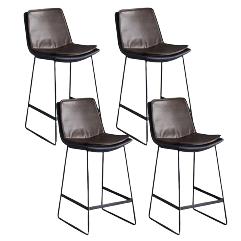 Modern Upholstered Low Back Armless Bar Stools with Metal Base