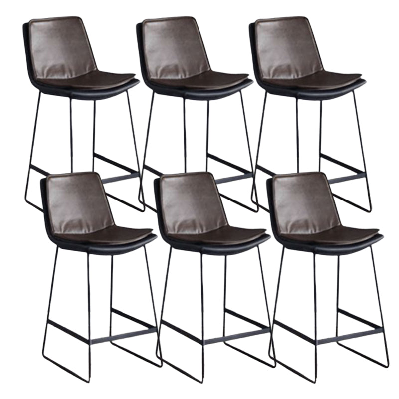Modern Upholstered Low Back Armless Bar Stools with Metal Base
