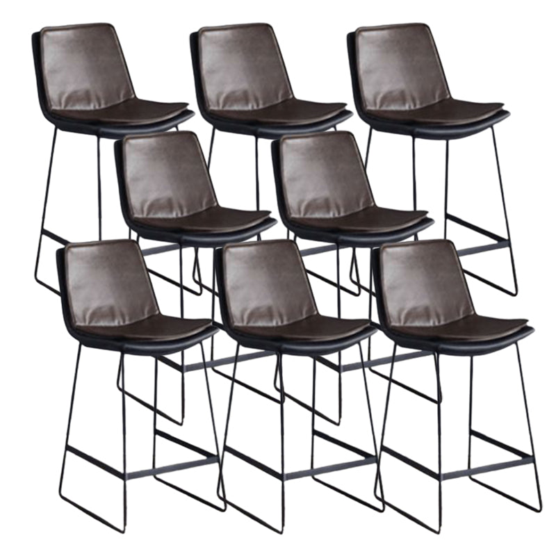 Modern Upholstered Low Back Armless Bar Stools with Metal Base
