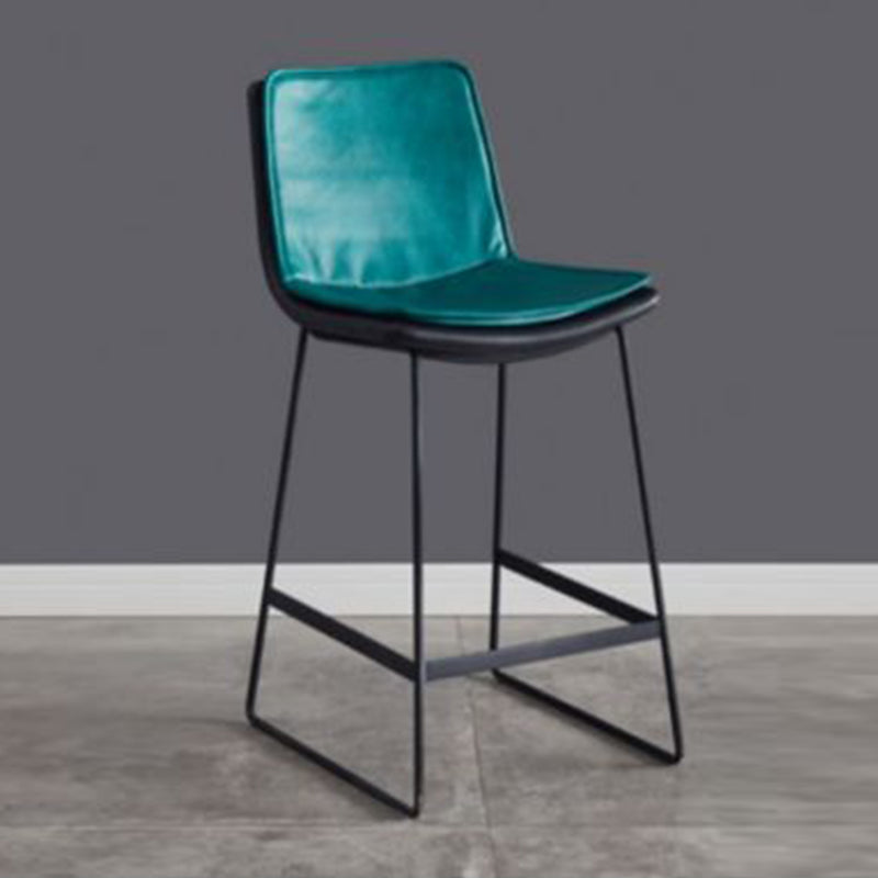 Modern Upholstered Low Back Armless Bar Stools with Metal Base