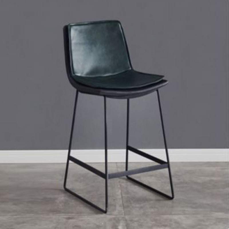 Modern Upholstered Low Back Armless Bar Stools with Metal Base