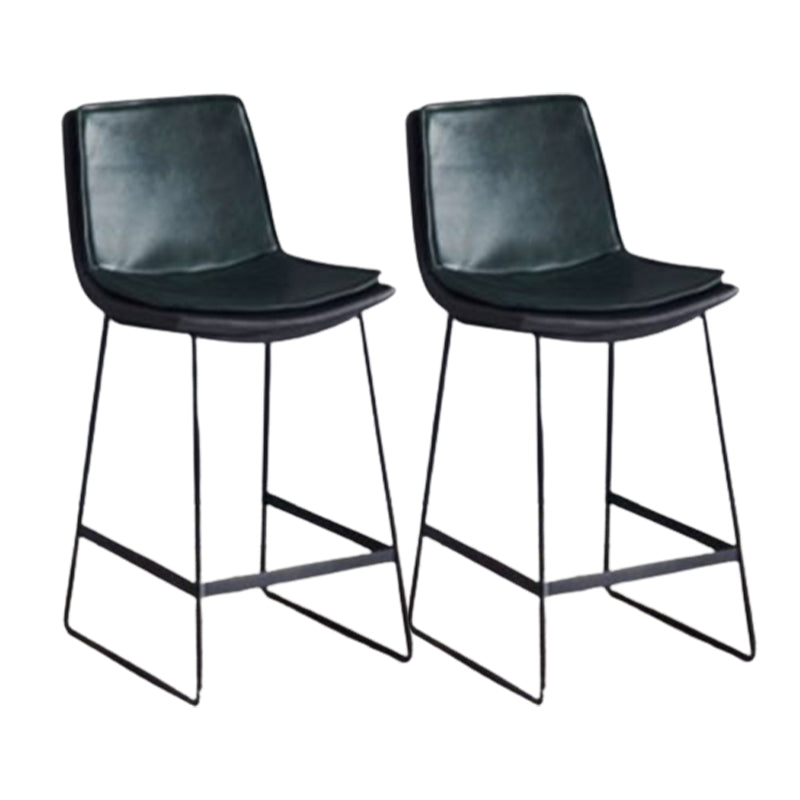 Modern Upholstered Low Back Armless Bar Stools with Metal Base