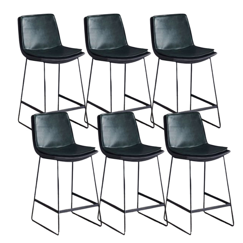 Modern Upholstered Low Back Armless Bar Stools with Metal Base