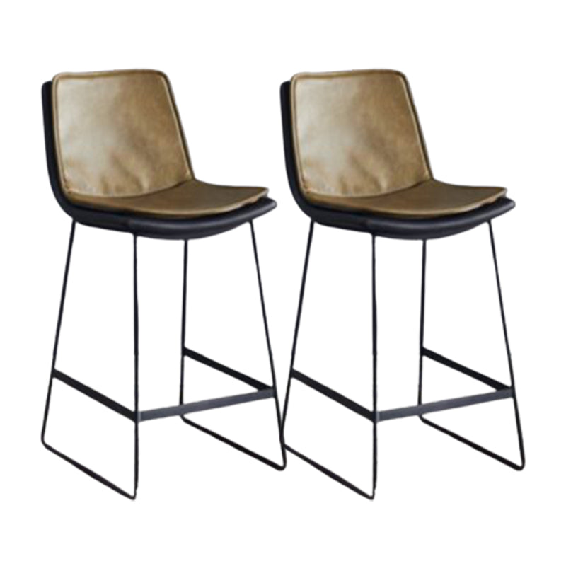 Modern Upholstered Low Back Armless Bar Stools with Metal Base