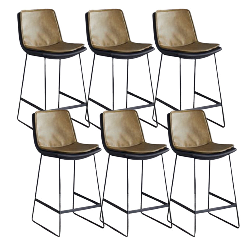 Modern Upholstered Low Back Armless Bar Stools with Metal Base