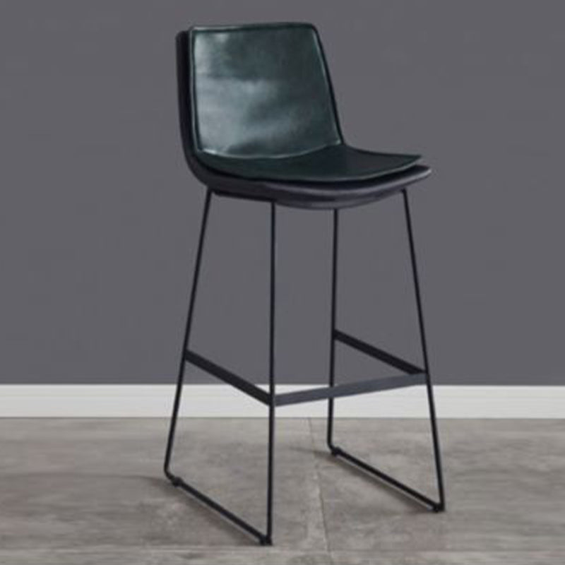 Modern Upholstered Low Back Armless Bar Stools with Metal Base