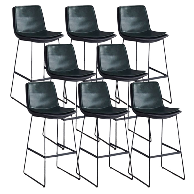 Modern Upholstered Low Back Armless Bar Stools with Metal Base