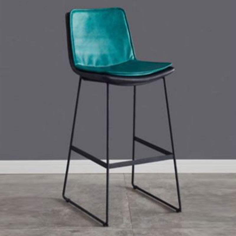 Modern Upholstered Low Back Armless Bar Stools with Metal Base