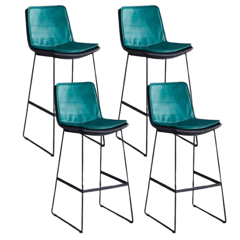 Modern Upholstered Low Back Armless Bar Stools with Metal Base