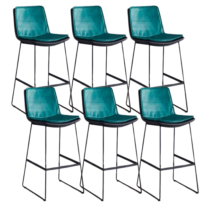 Modern Upholstered Low Back Armless Bar Stools with Metal Base
