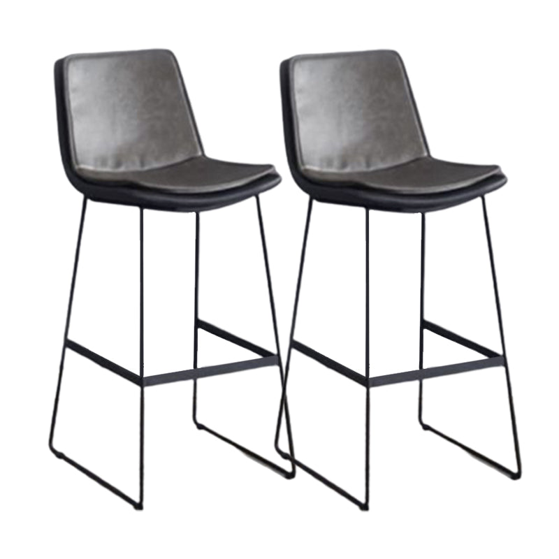 Modern Upholstered Low Back Armless Bar Stools with Metal Base