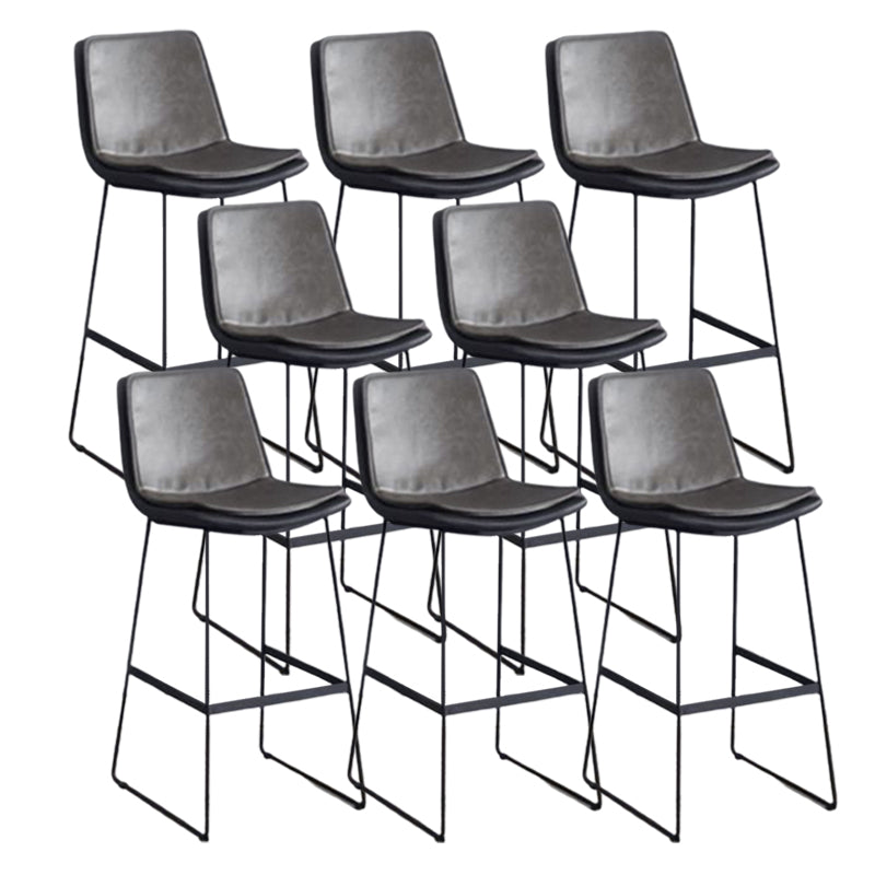 Modern Upholstered Low Back Armless Bar Stools with Metal Base
