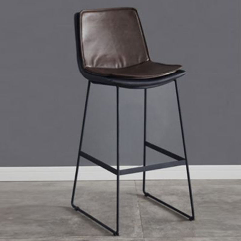 Modern Upholstered Low Back Armless Bar Stools with Metal Base