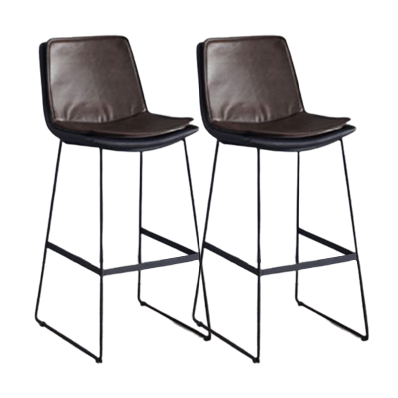 Modern Upholstered Low Back Armless Bar Stools with Metal Base