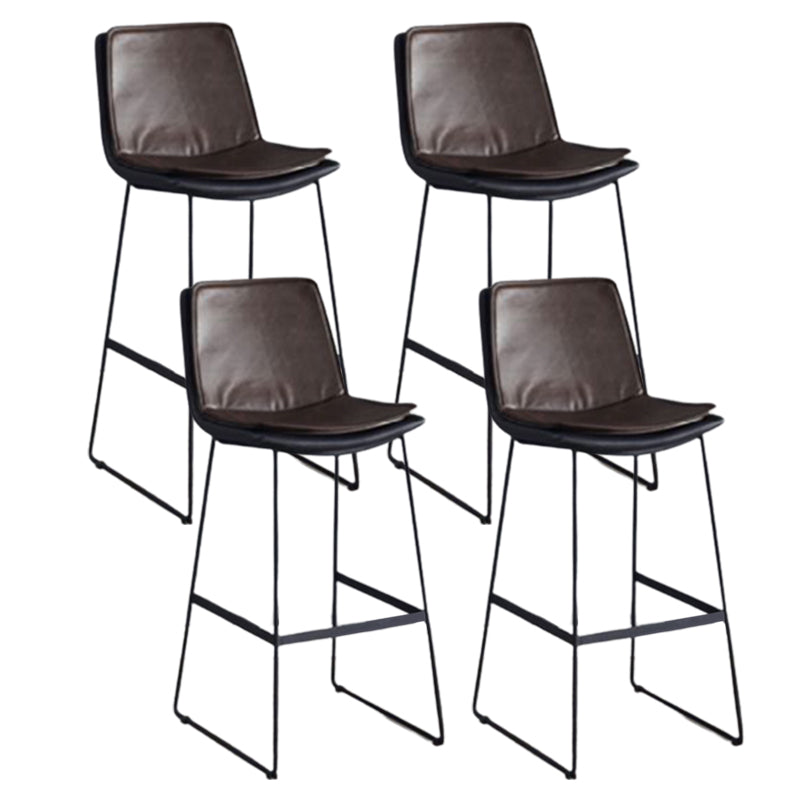 Modern Upholstered Low Back Armless Bar Stools with Metal Base