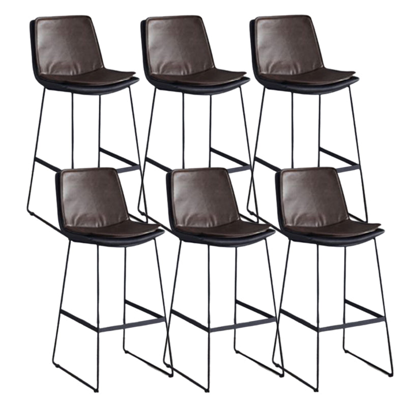 Modern Upholstered Low Back Armless Bar Stools with Metal Base