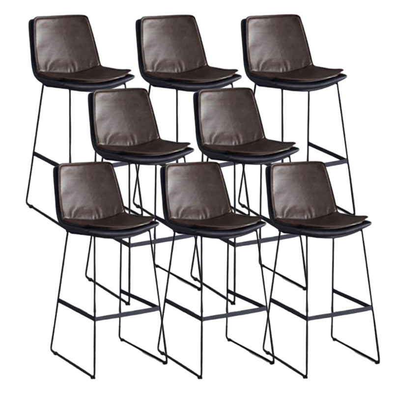 Modern Upholstered Low Back Armless Bar Stools with Metal Base