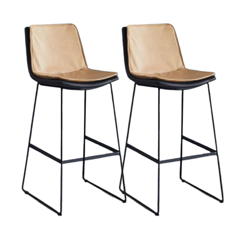 Modern Upholstered Low Back Armless Bar Stools with Metal Base