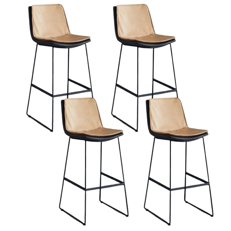 Modern Upholstered Low Back Armless Bar Stools with Metal Base