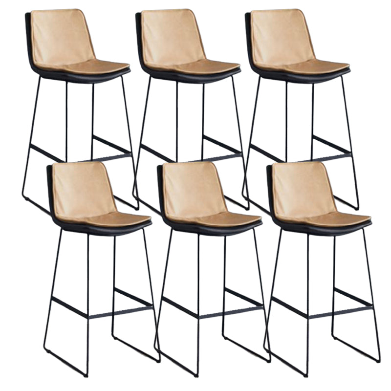 Modern Upholstered Low Back Armless Bar Stools with Metal Base