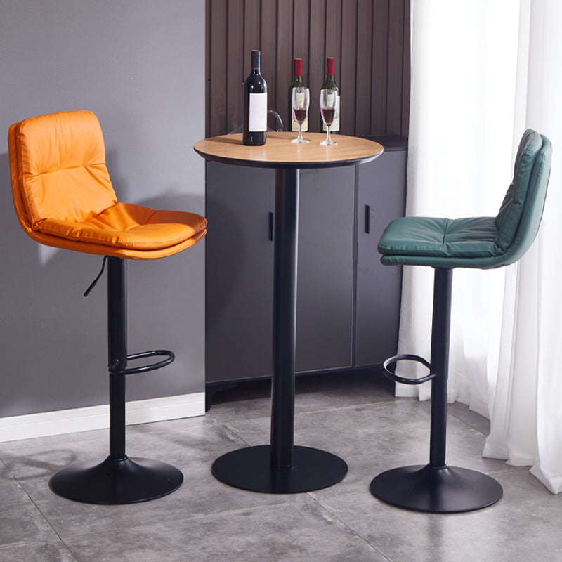 Contemporary Adjustable Height Swivel Backrest Bar Stool with Footrest