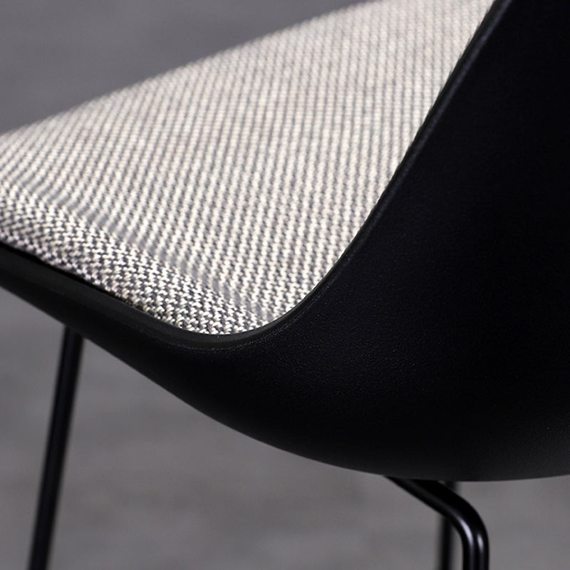 Contemporary Upholstered Backrest Armless Bar Stools with Metal Base