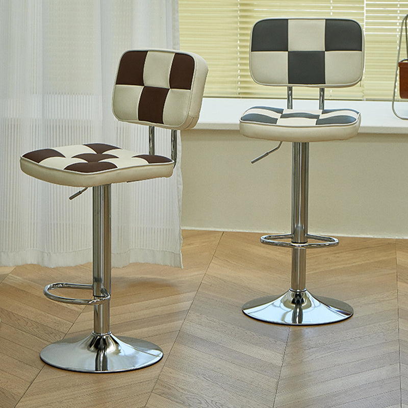 Modern Style Adjustable Backrest Counter High Stool with Leather Cushion