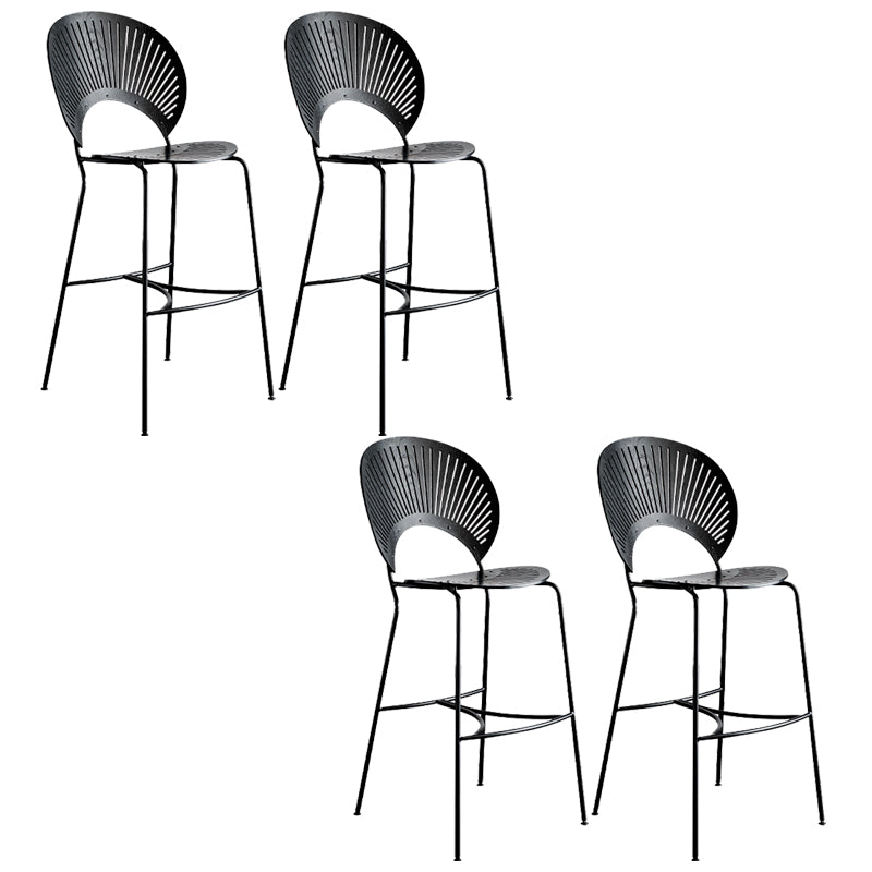 Contemporary 45" Height Wooden Backrest Counter High Stool with Metal Base