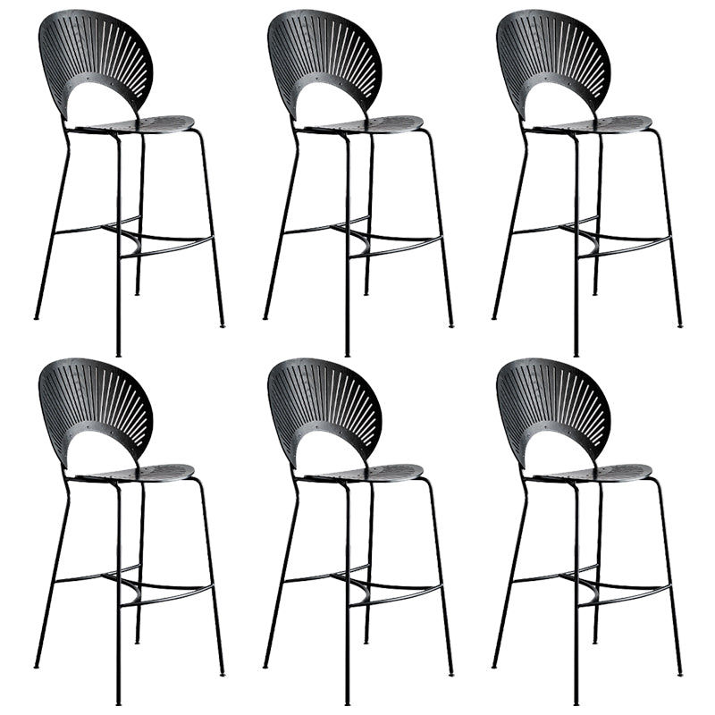 Contemporary 45" Height Wooden Backrest Counter High Stool with Metal Base