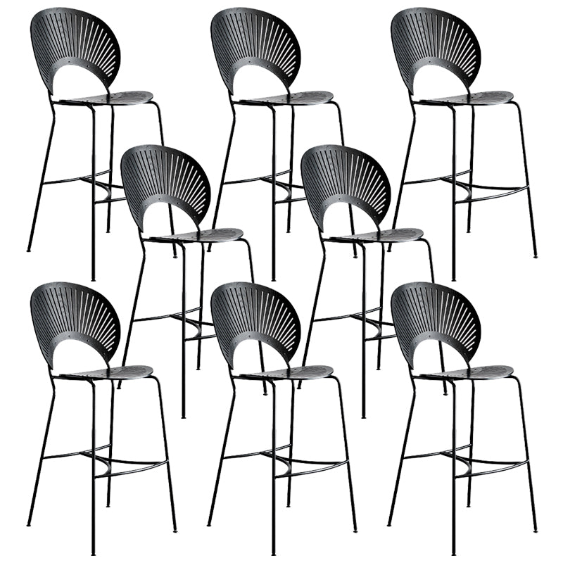 Contemporary 45" Height Wooden Backrest Counter High Stool with Metal Base
