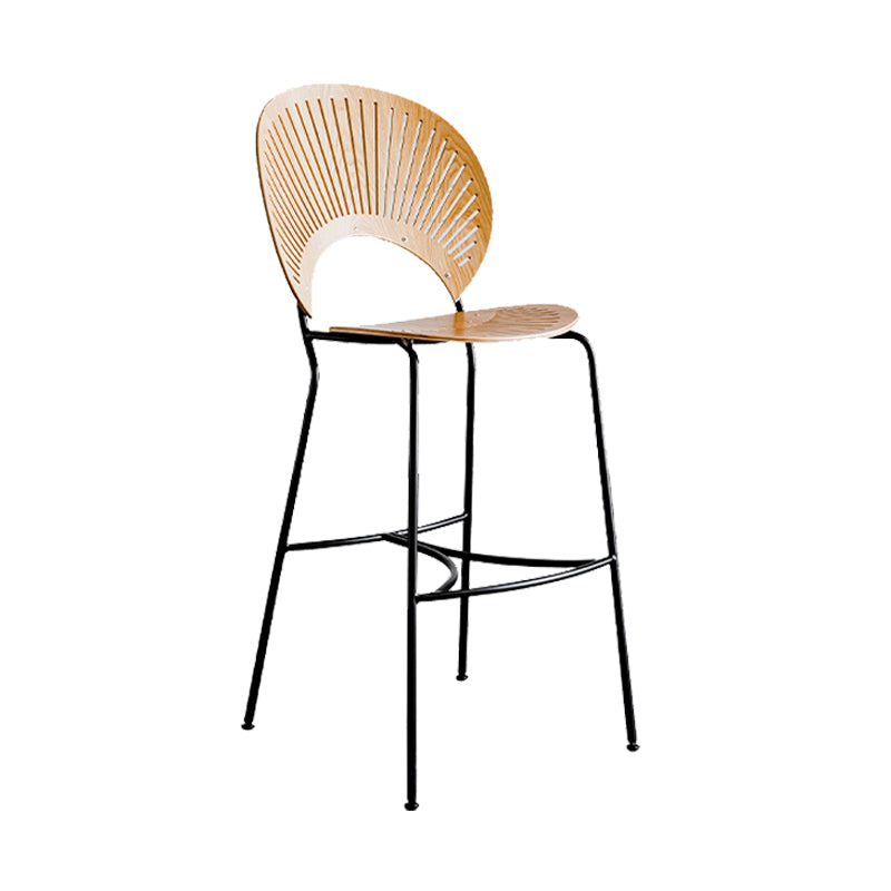 Contemporary 45" Height Wooden Backrest Counter High Stool with Metal Base