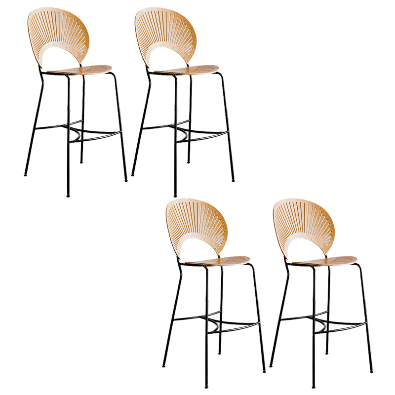 Contemporary 45" Height Wooden Backrest Counter High Stool with Metal Base